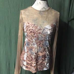 Boston proper top sheer/velvet